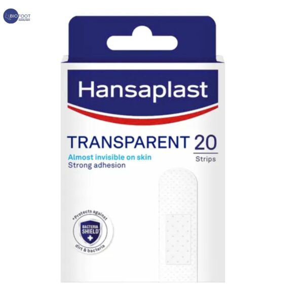 Hansaplast Transparent Plasters, Breathable and Non-Stick Wound Pad, Almost Invisible on Skin with Strong Adhesion, Suitable for Face and Visible part of the Body, 20 Strips