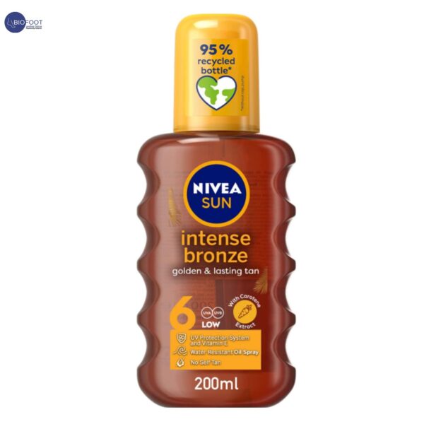 NIVEA SUN Tanning Oil Spray, Carotenne, Vitamine E & Jojoba Oil, SPF 6, 200ml
