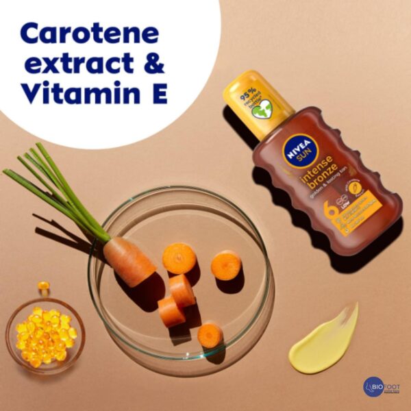 NIVEA SUN Tanning Oil Spray, Carotenne, Vitamine E & Jojoba Oil, SPF 6, 200ml - Image 3