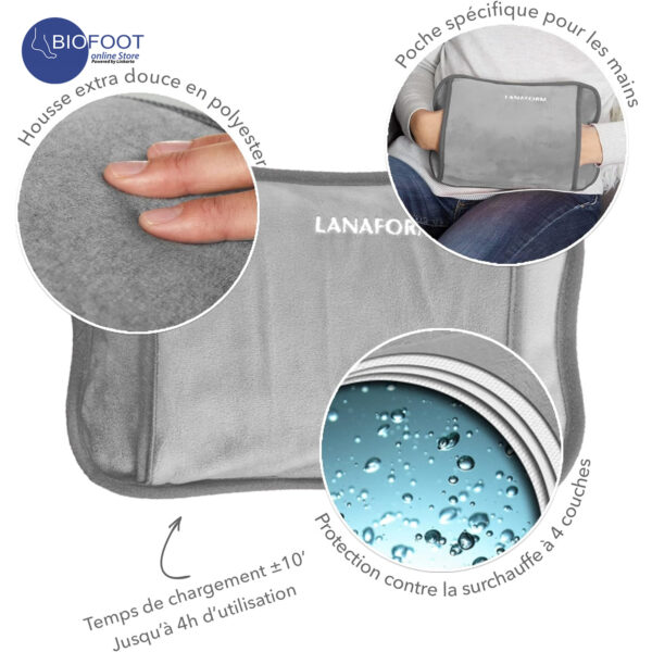 Lanaform Hand Warmer Rechargeble Hot Water Bottle Orange - Image 3