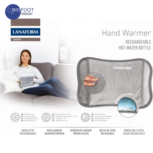 Lanaform Hand Warmer Rechargeble Hot Water Bottle Orange - Image 2