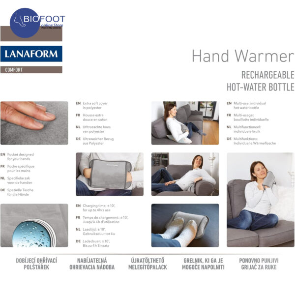 Lanaform Hand Warmer Rechargeble Hot Water Bottle Grey - Image 4