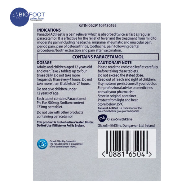 Panadol ActiFast 20Tablets - Image 2