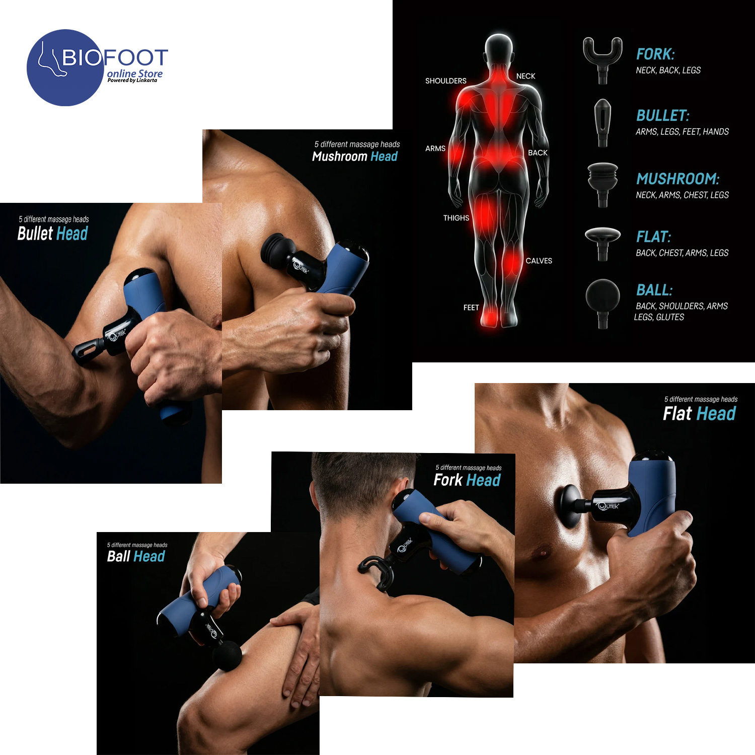 Qutek-Mini305 Gun Massager-Blue - Image 4